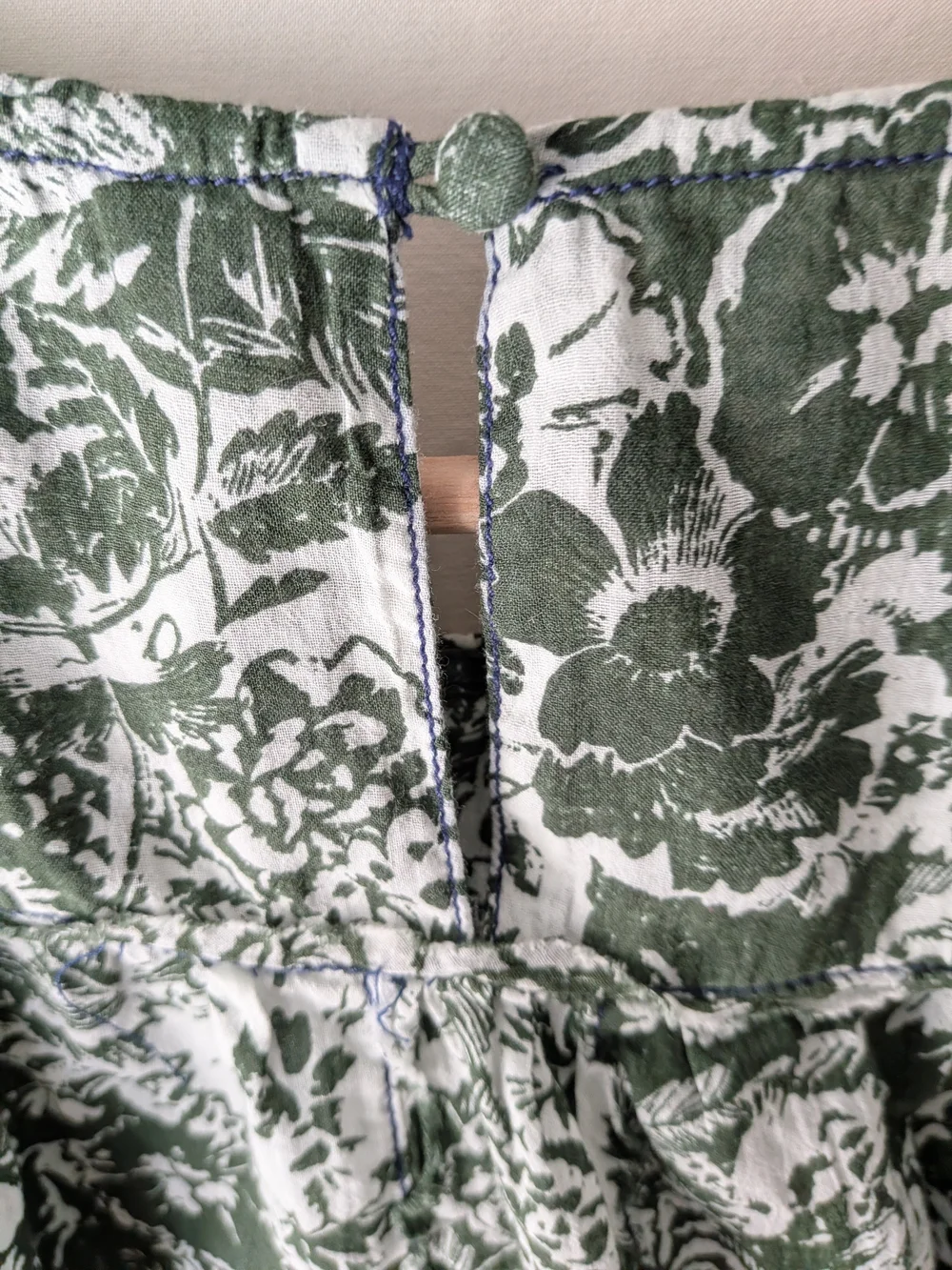 Anthropologie Olive Green Floral Smock Blouse